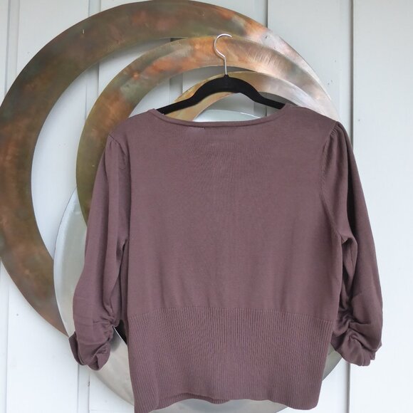 Brown Cardigan with 3/4 sleeve. Size Lg - Picture 2 of 3